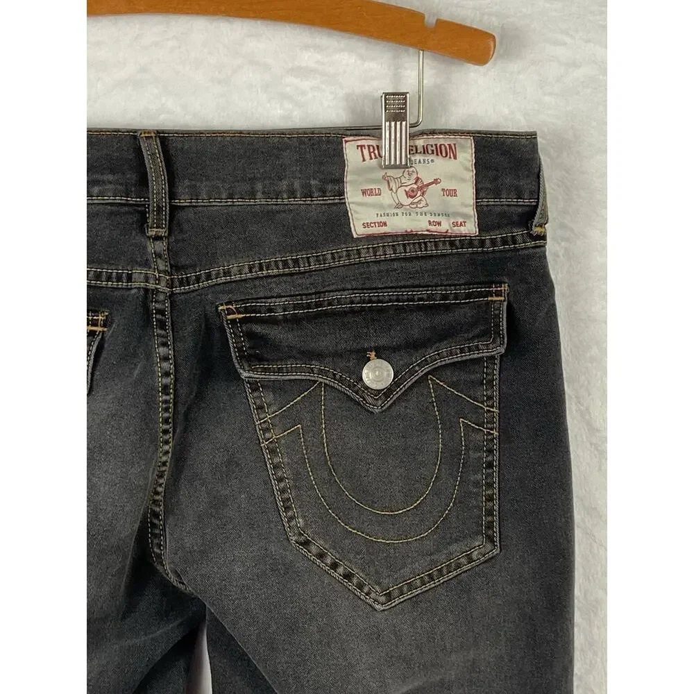 True Religion Ricky Jeans Men’s Flap Pockets Relaxed Straight W36 L 32 Grey
